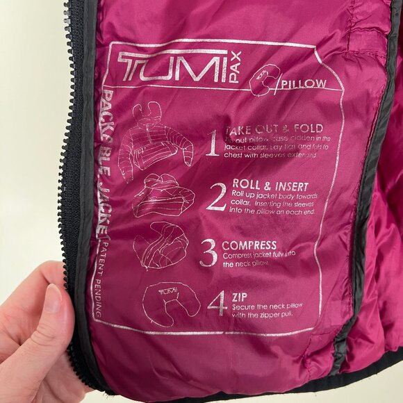 Tumi Pax Down Feather Charlotte Jacket Lightweight Puffer Winter Coat Pillow - M - Picture 6 of 13